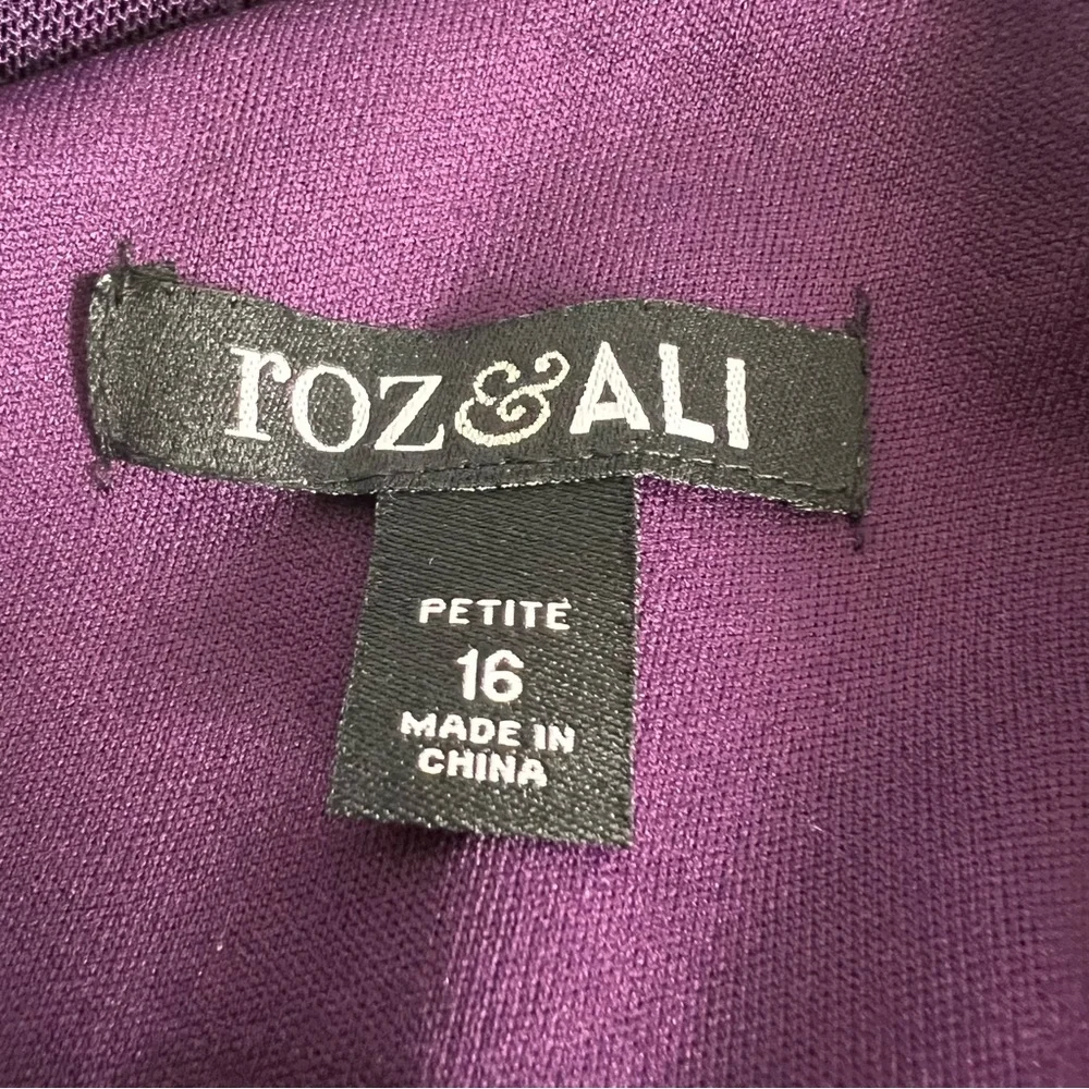 Roz & Ali 16P Purple Embroidered Floral Lace Sleeveless Pencil Sheath Dress